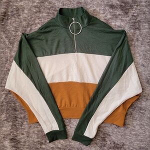 Green, White, and Brown Cropped Sweater